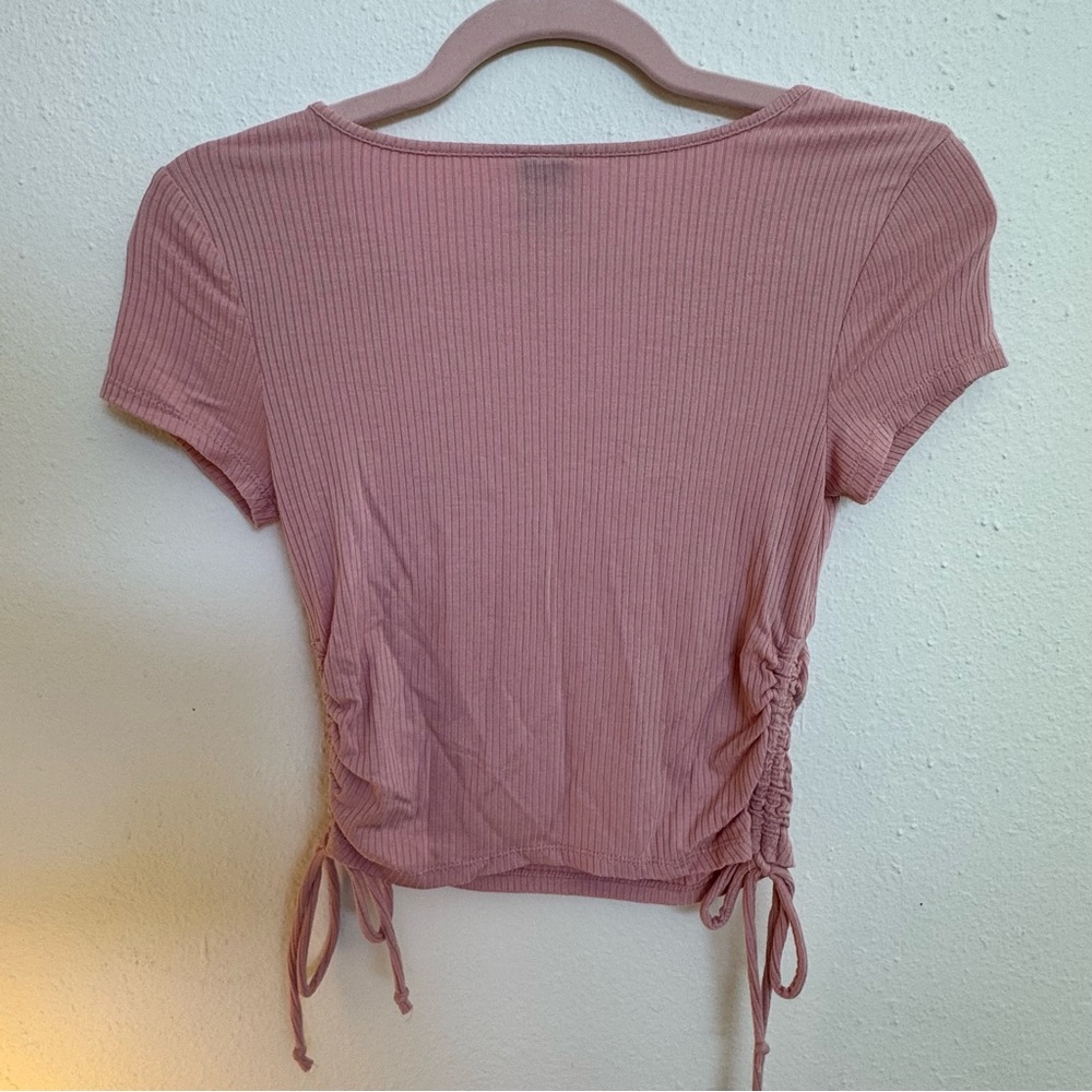 Wild Fable Pink Ribbed Cinch Waist Top - Picture 4 of 4
